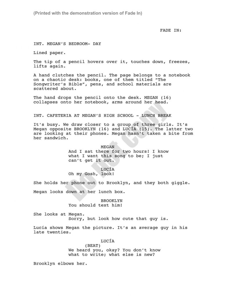 first page of my screen play