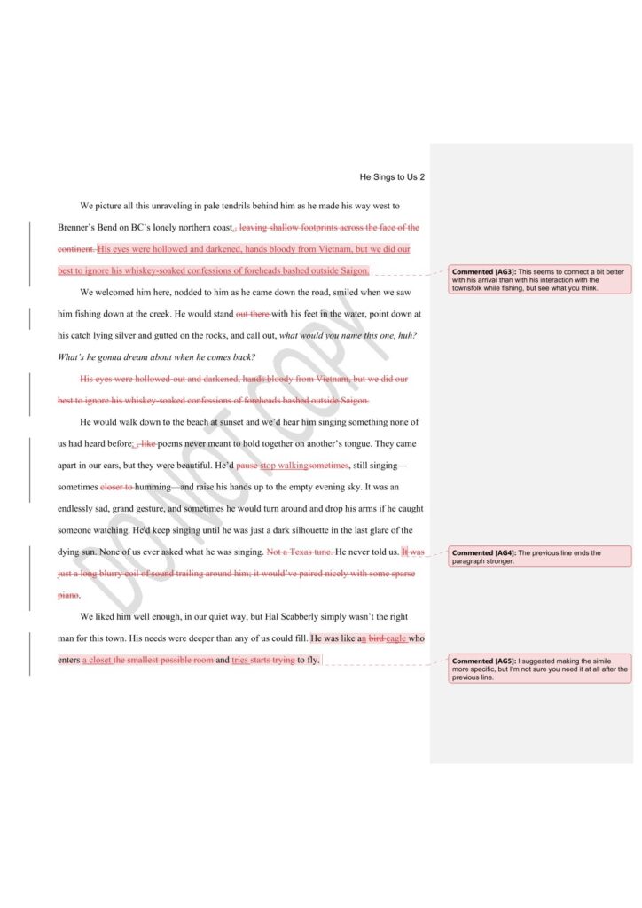 A PNG of the second edit on the fiction piece, page 2.