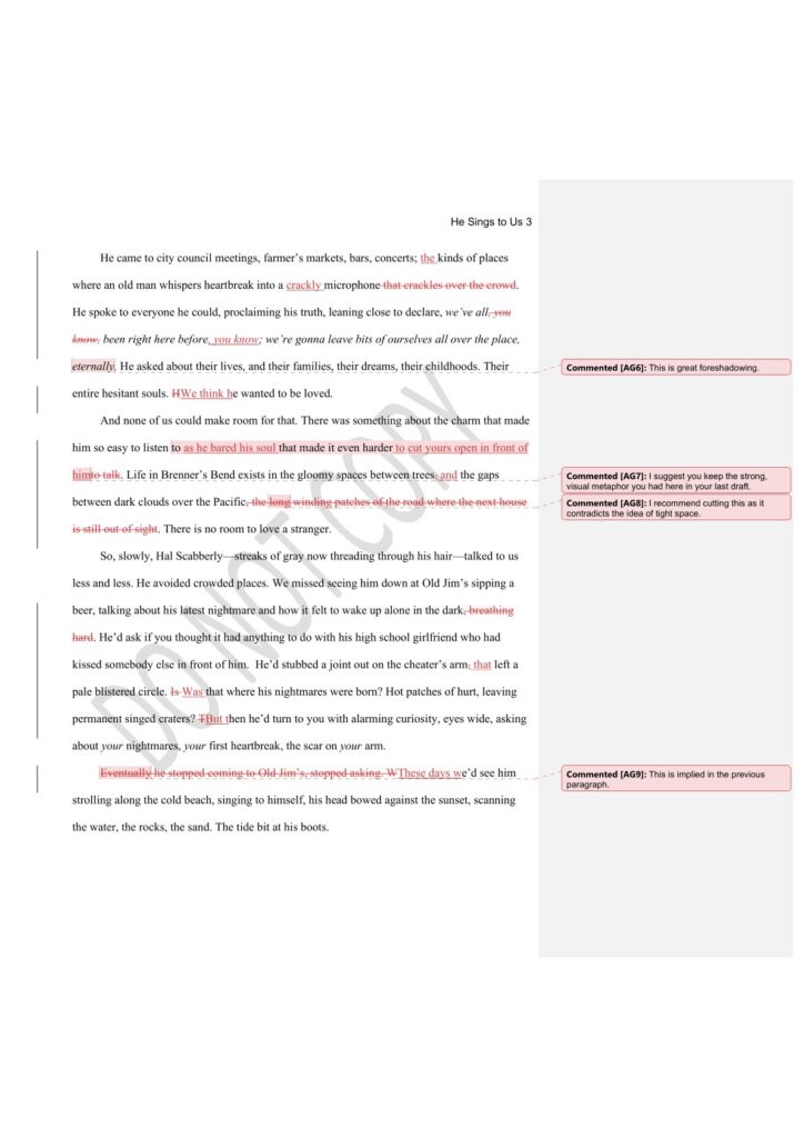 A PNG of the second edit on the fiction piece, page 3.